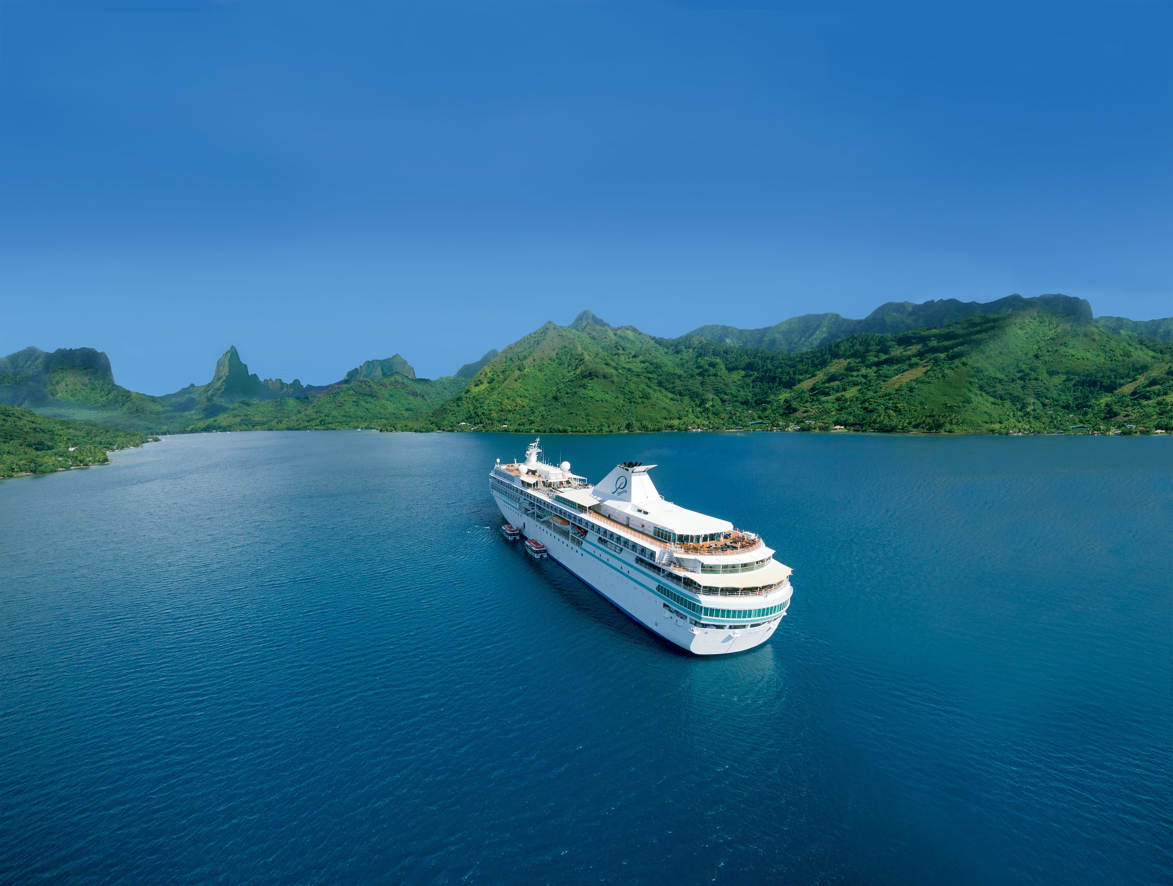 2019 m/s Paul Gauguin, aerial view